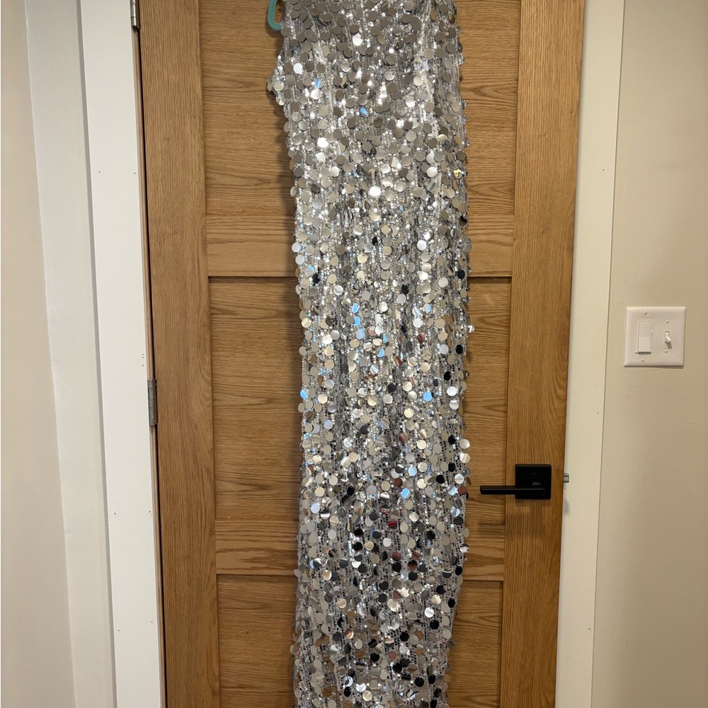 Silver Sequin Evening Gown